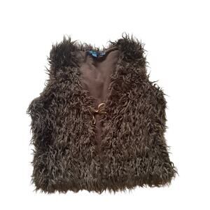 Boden Faux Fur Vest with one Suede tie in front Size Medium Brown Unisex Anthro